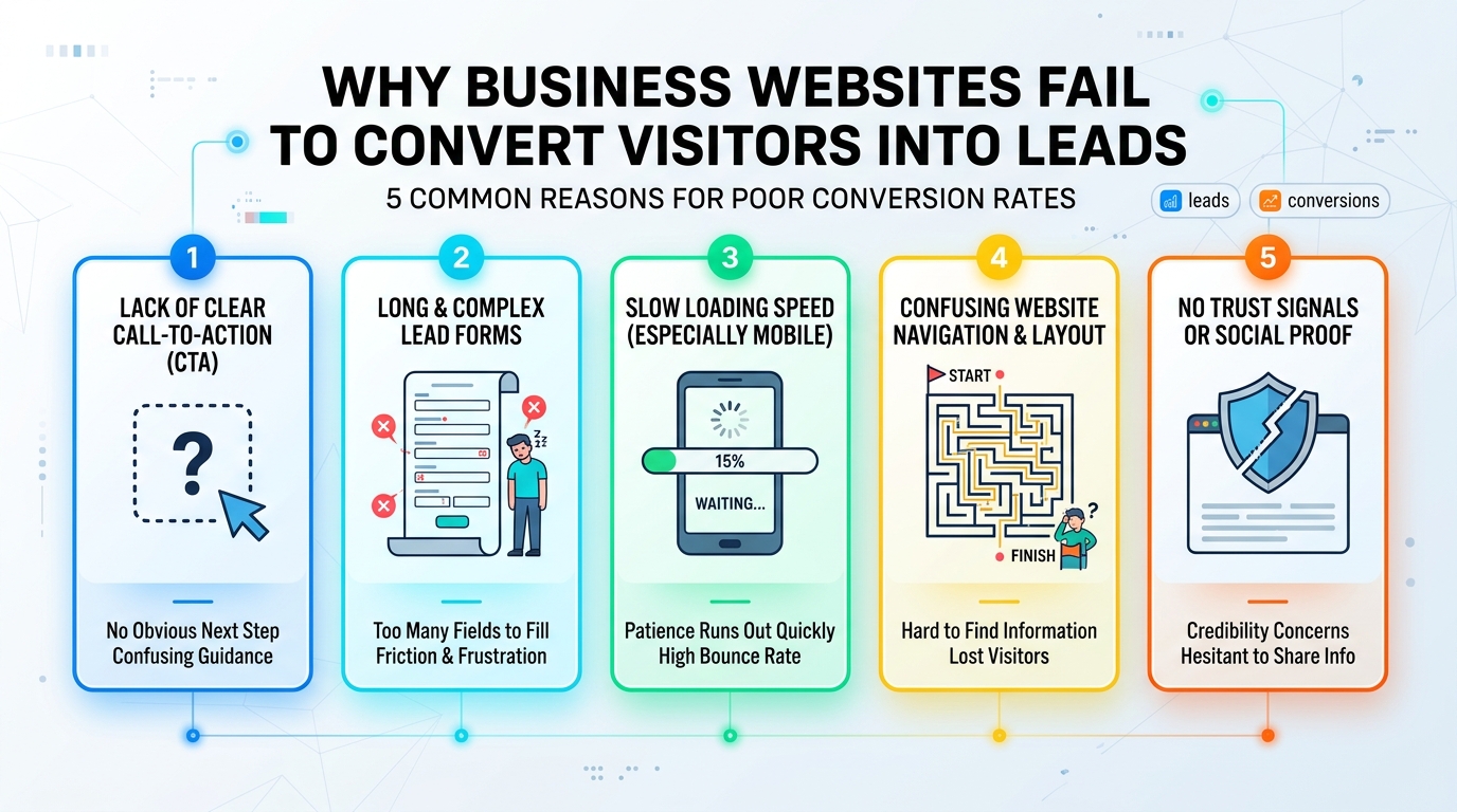 Infographic detailing the top 5 website conversion killers